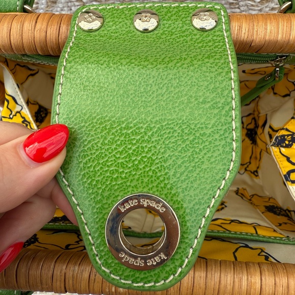 Kate Spade Green and Brown Wicker Handbag - Picture 4 of 5